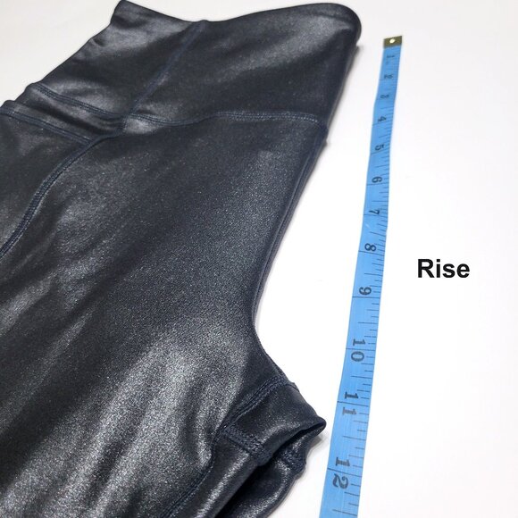 Athleta Womens Inclination Moto Tight Leggings Size L Metallic Black Pockets - Picture 8 of 12